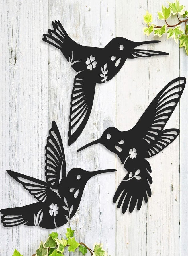 Daogtc Metal Hummingbird Wall Art Decor-Black Metal Wall Art,Bird Wall Sculpture for Home Kitchen Patio Bedroom Living Room Bathroom(3 Pack) - Image 1